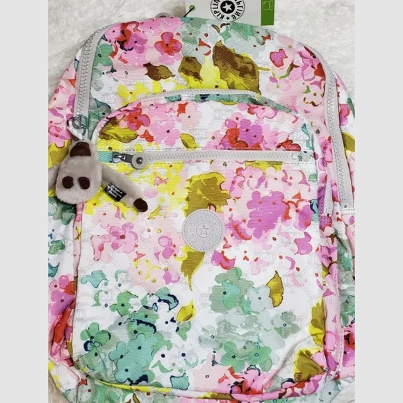 🆕️ Kipling Seoul Luscious Floral White Backpa… - Picture 2 of 7